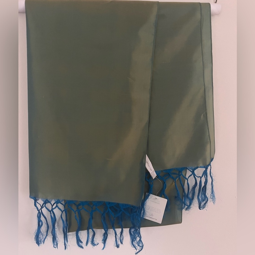 Exquisite shot silk scarf, wrap or dupatta in frog green & deep turquoise teal